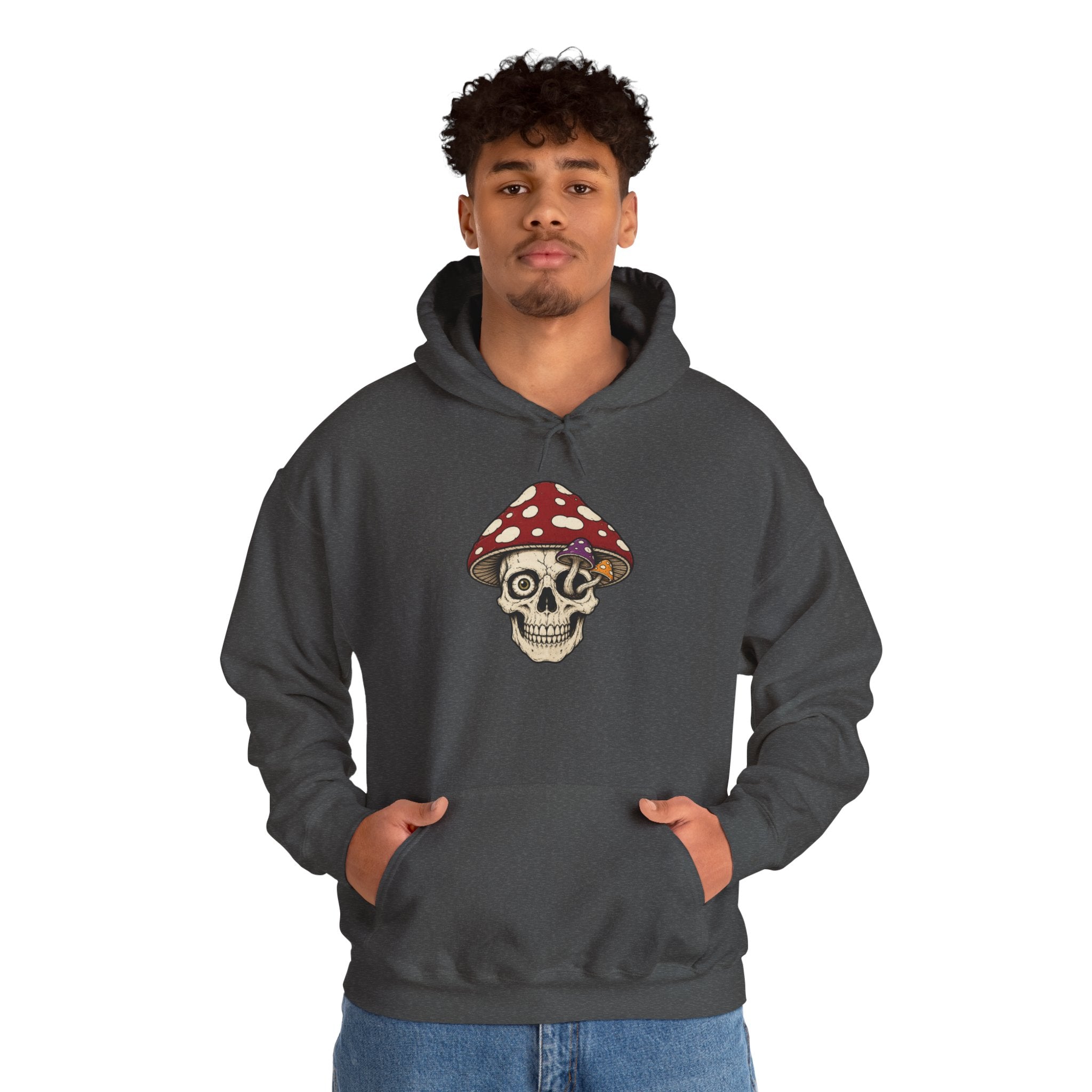 Mushroom Skull Hoodie — Gothic Mushroom Graveyard RIP Pullover