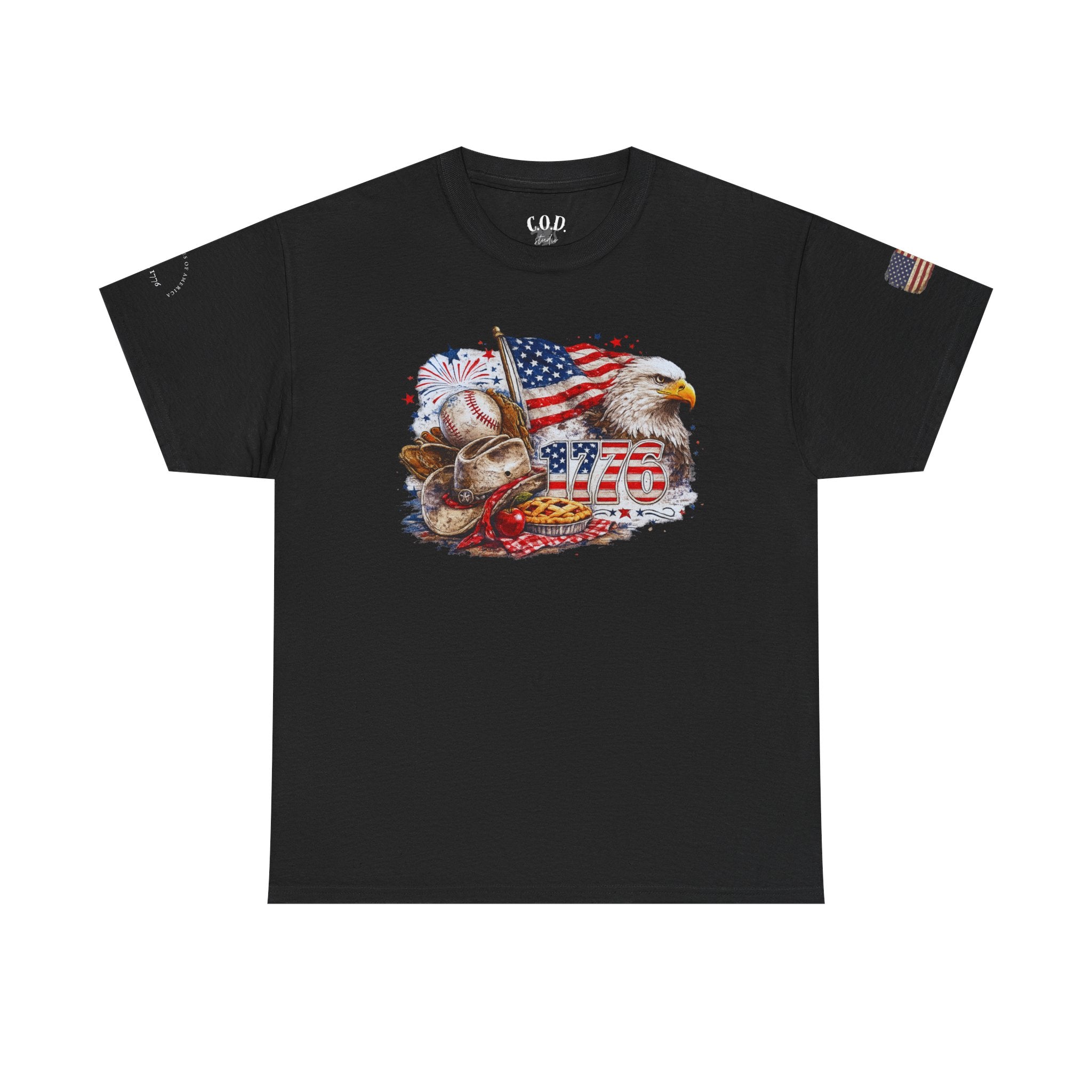 Patriotic Eagle American Flag T-Shirt — USA 1776 Military Tribute Tee