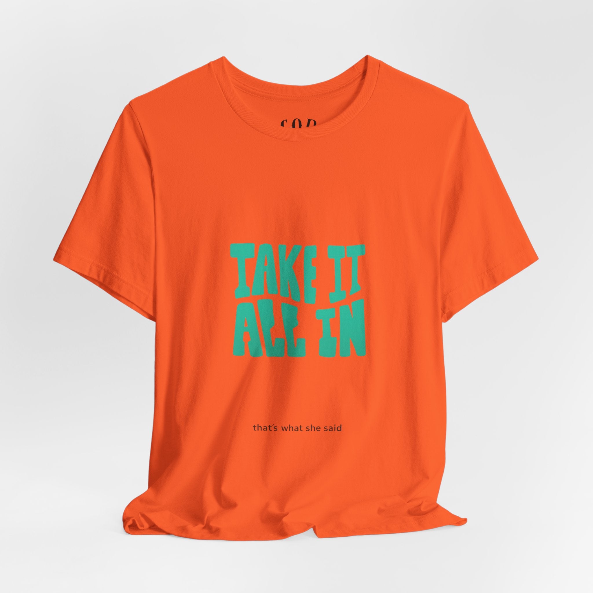 Take It All In tee | Motivational text graphic, minimalist green typography