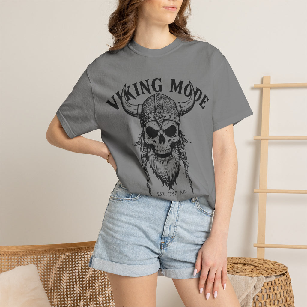 Viking Mode T-Shirt — Skull Viking Helmet Graphic Tee