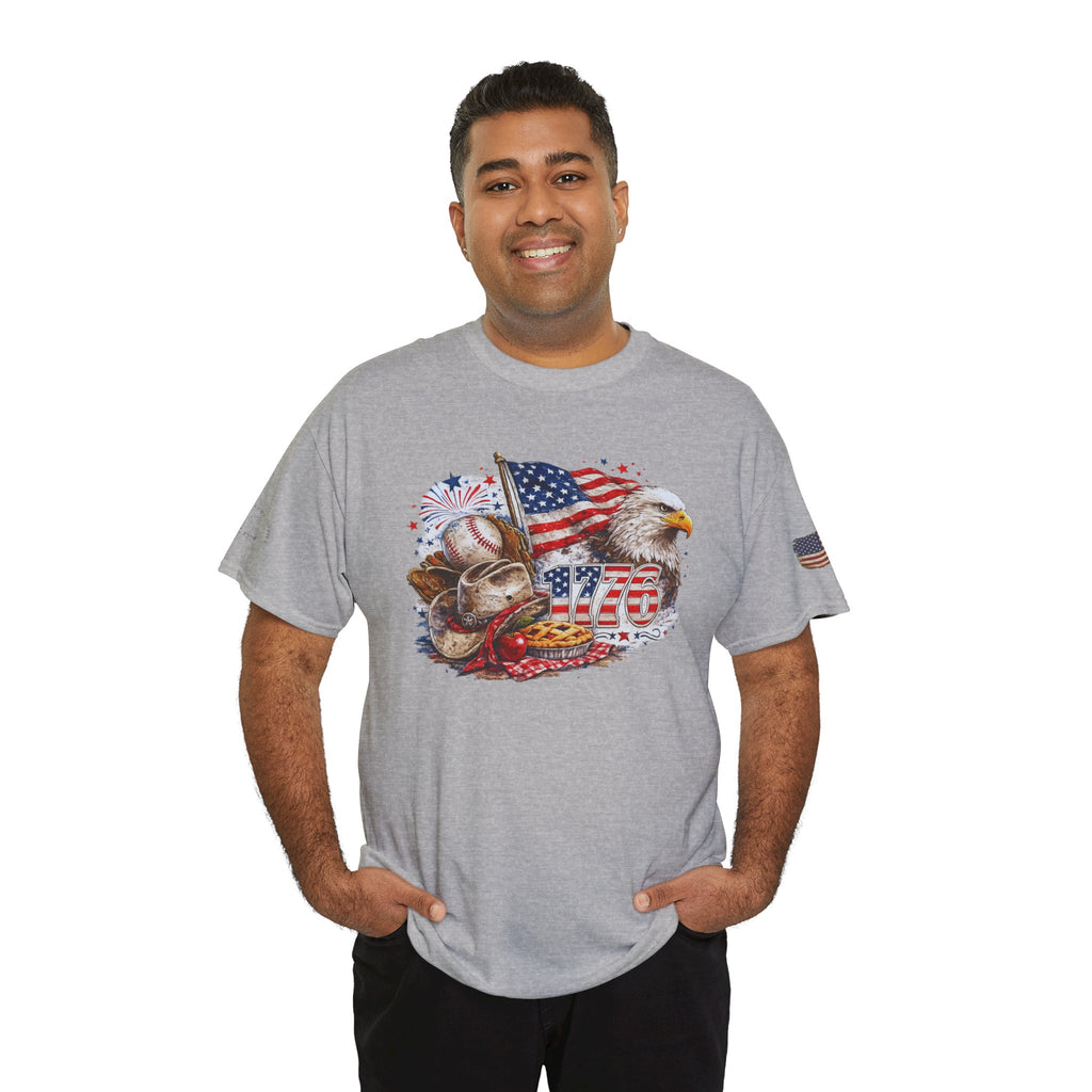 Patriotic Eagle American Flag T-Shirt — USA 1776 Military Tribute Tee