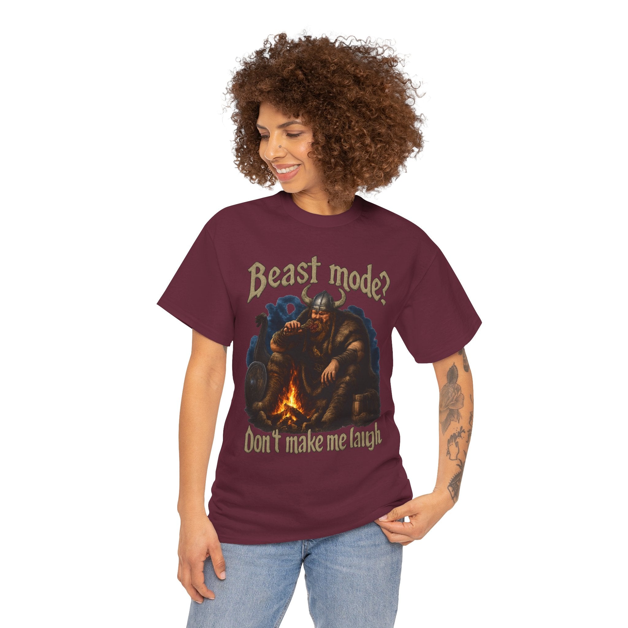 Viking Campfire T-Shirt — "Beast mode? Don’t make me laugh" Graphic Tee