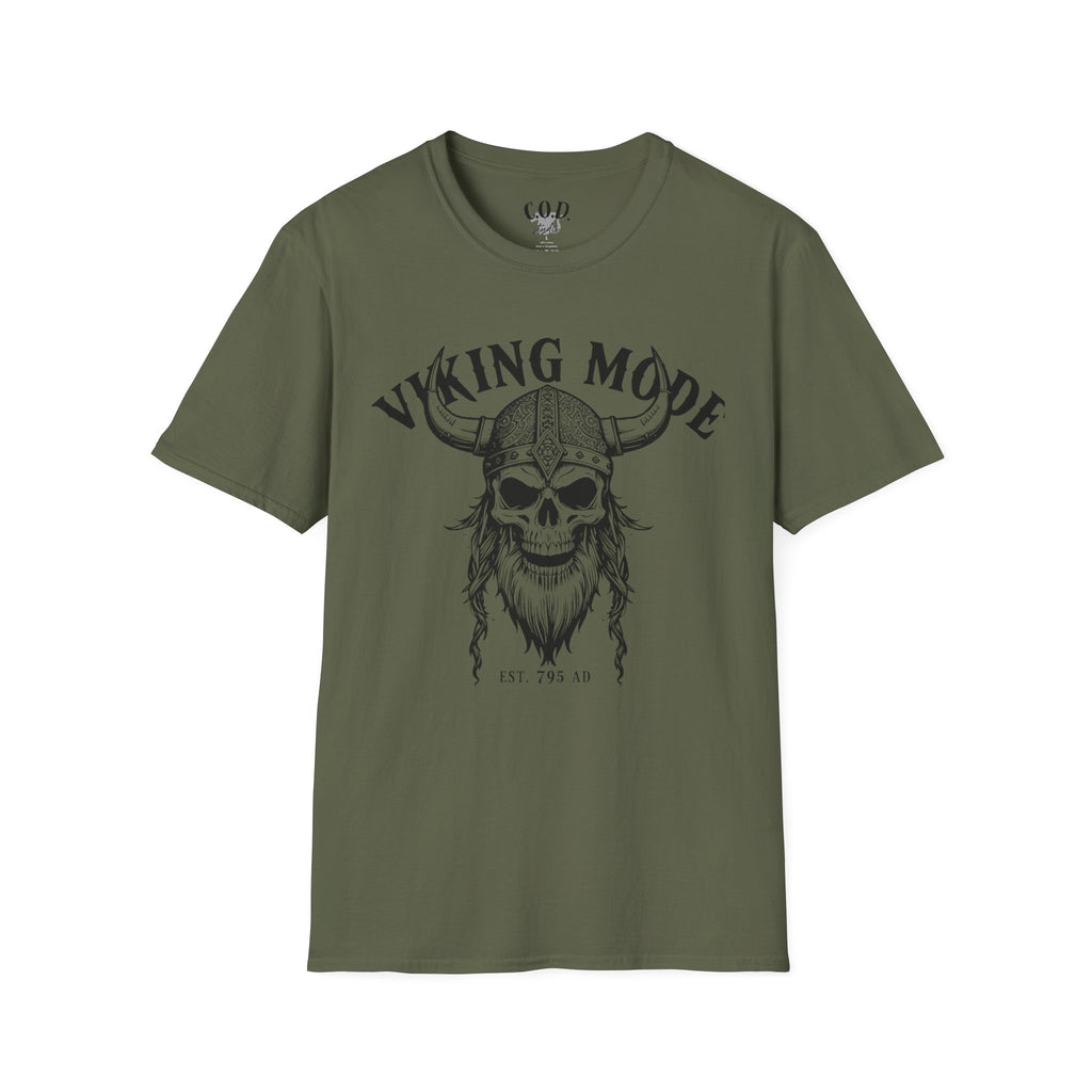 Viking Mode T-Shirt — Skull Horned Helmet Graphic