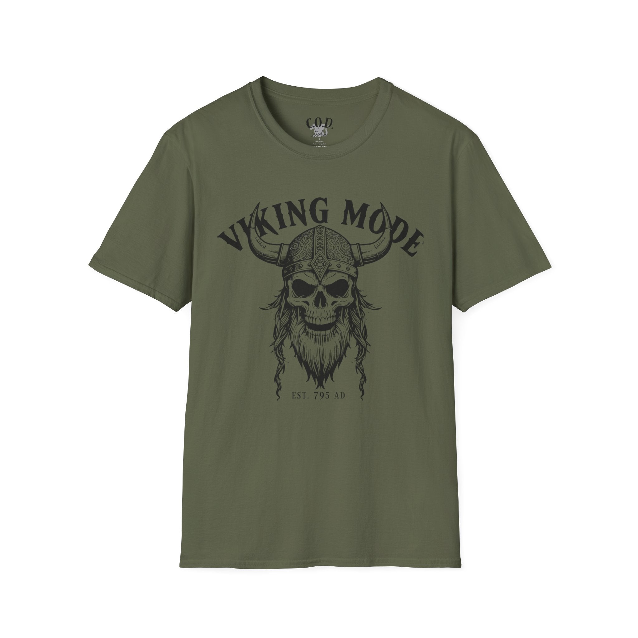 Viking Mode T-Shirt — Skull Horned Helmet Graphic