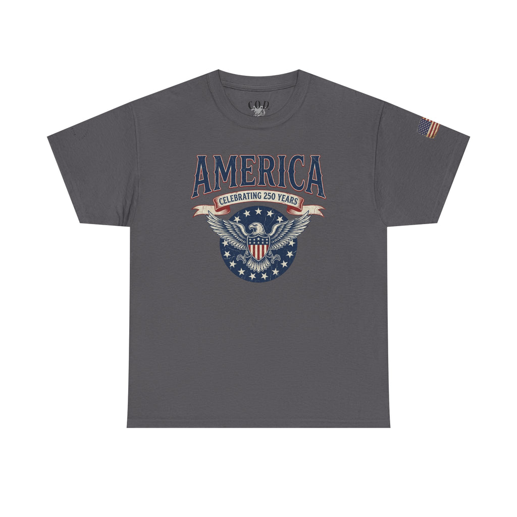America Patriotic T‑Shirt – "America Celebrating 250 Years" Eagle Emblem