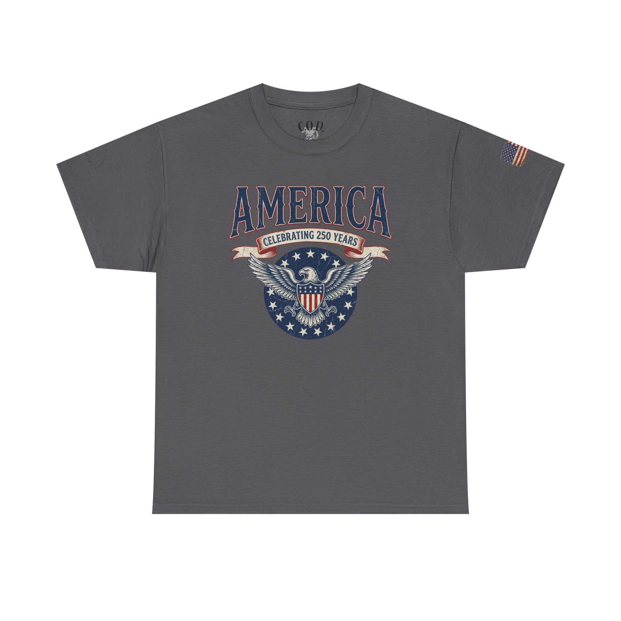 America Patriotic T‑Shirt – "America Celebrating 250 Years" Eagle Emblem