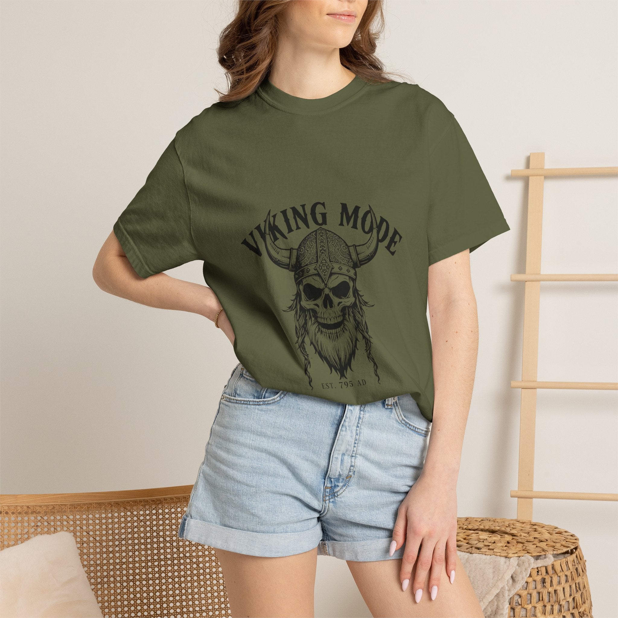 Viking Mode Skull Viking T-shirt | Norse Helmet Skull Graphic Tee