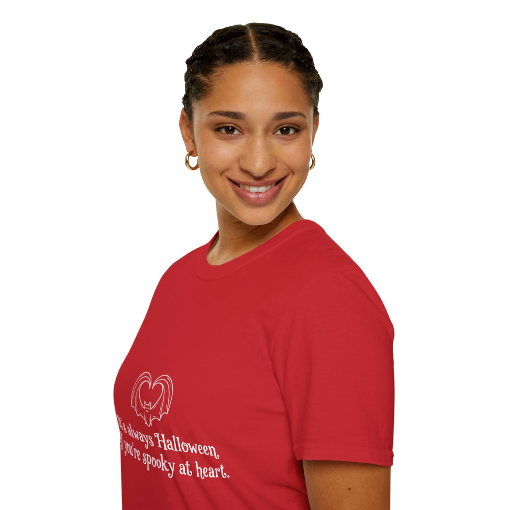 Halloween Bat Heart T-Shirt — "It's Always Halloween If You're Spooky at Heart"
