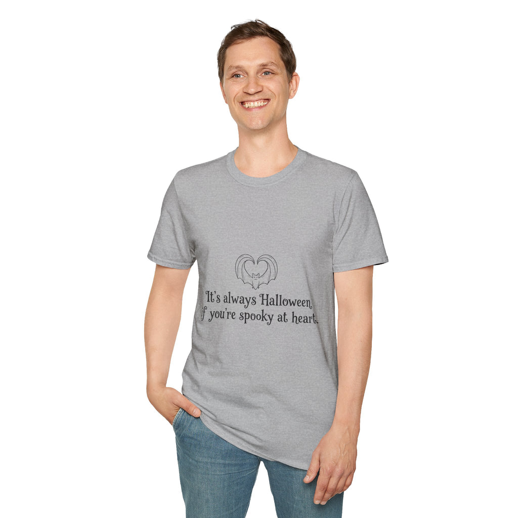 Halloween Bat Heart T-Shirt — "It's Always Halloween If You're Spooky at Heart"