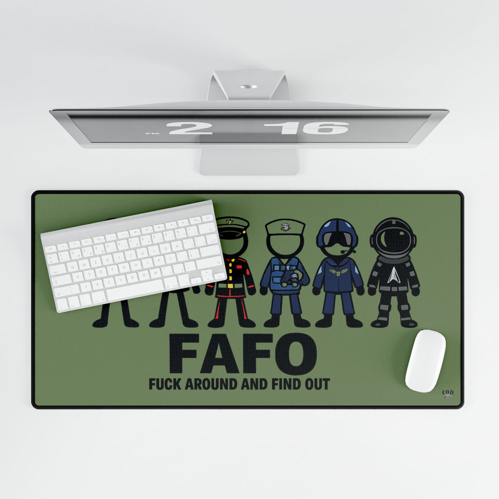 FAFO Military Crew Desk Mat — "Fuck Around and Find Out" Tactical Gaming/Office Mousepad