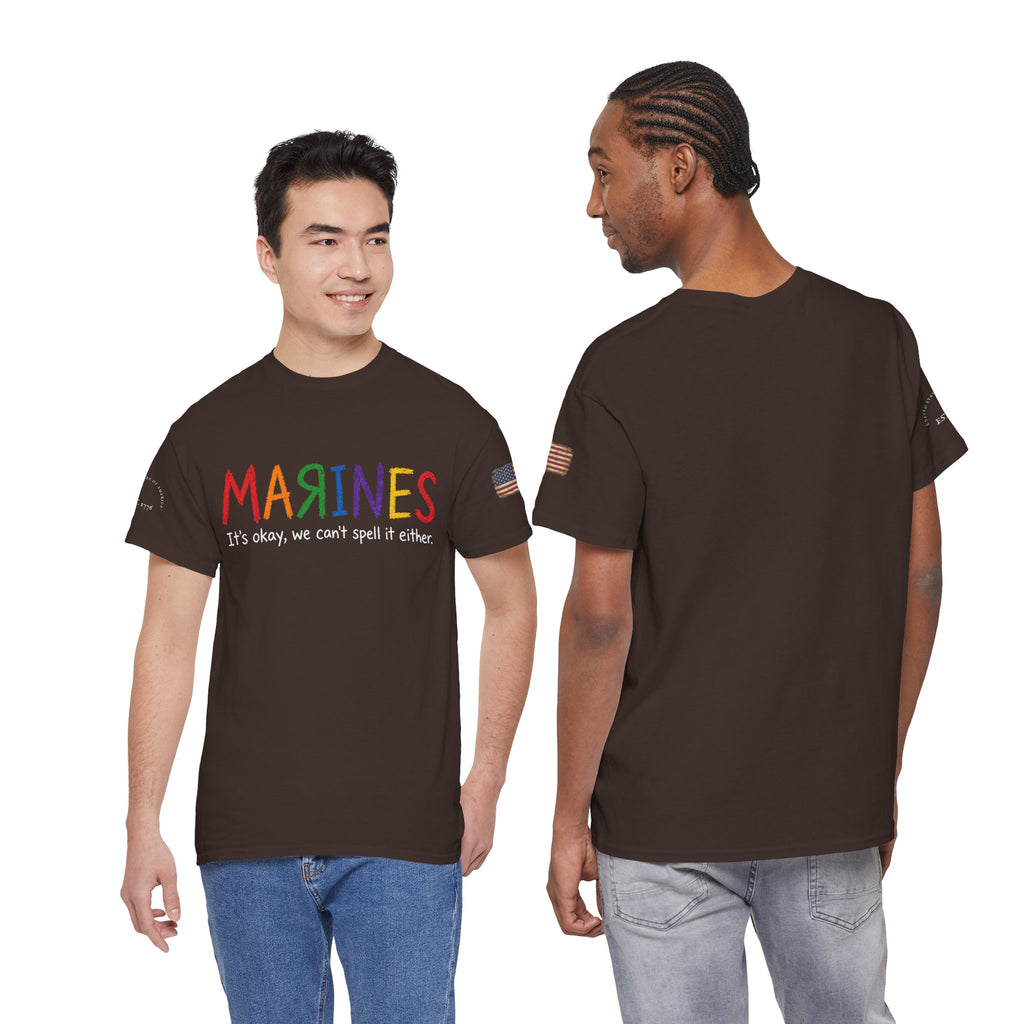 Marines Crayon Tee — “It’s okay, we can’t spell it either” Military Humor T-Shirt
