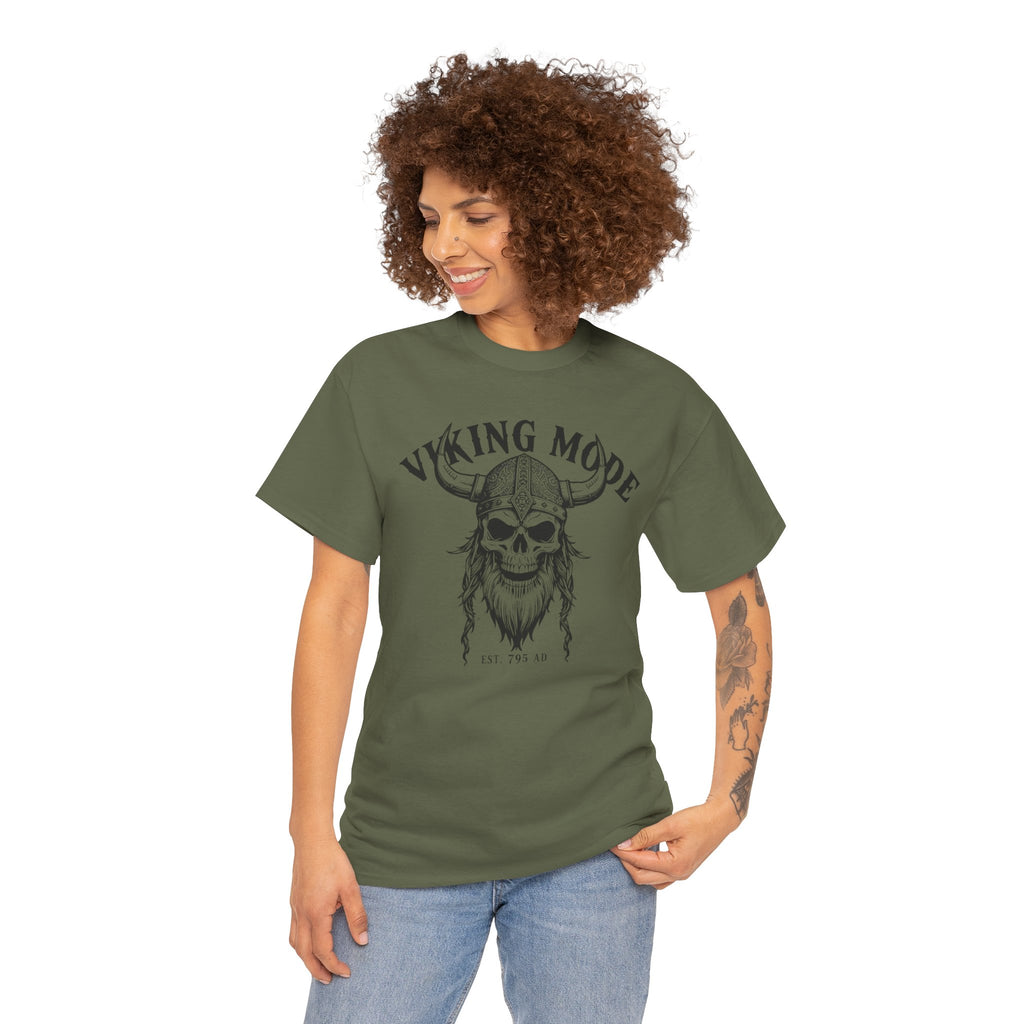 Viking Mode Skull Viking T-shirt | Norse Helmet Skull Graphic Tee