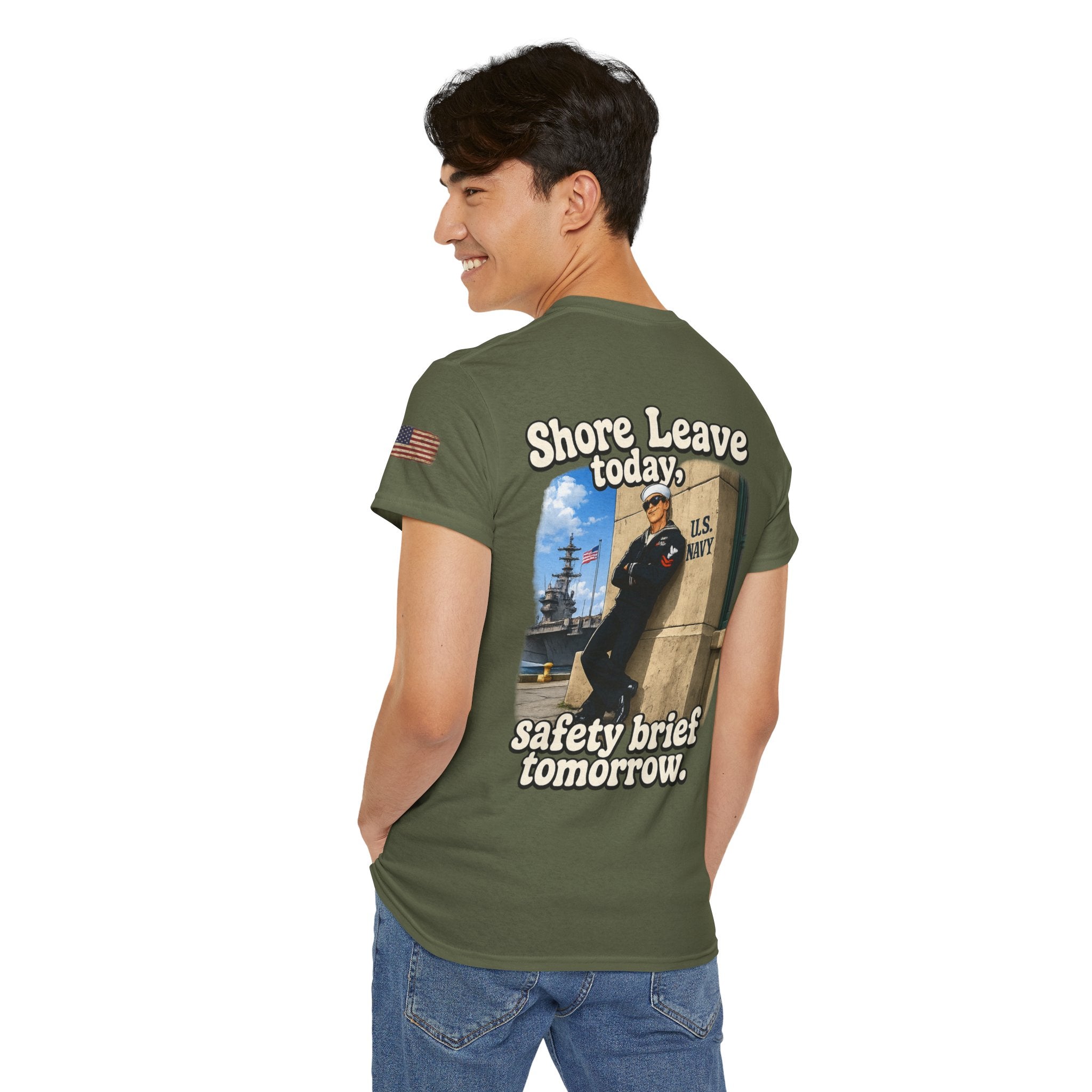 US Navy 'Shore Leave Today, Safety Brief Tomorrow' Graphic Tee