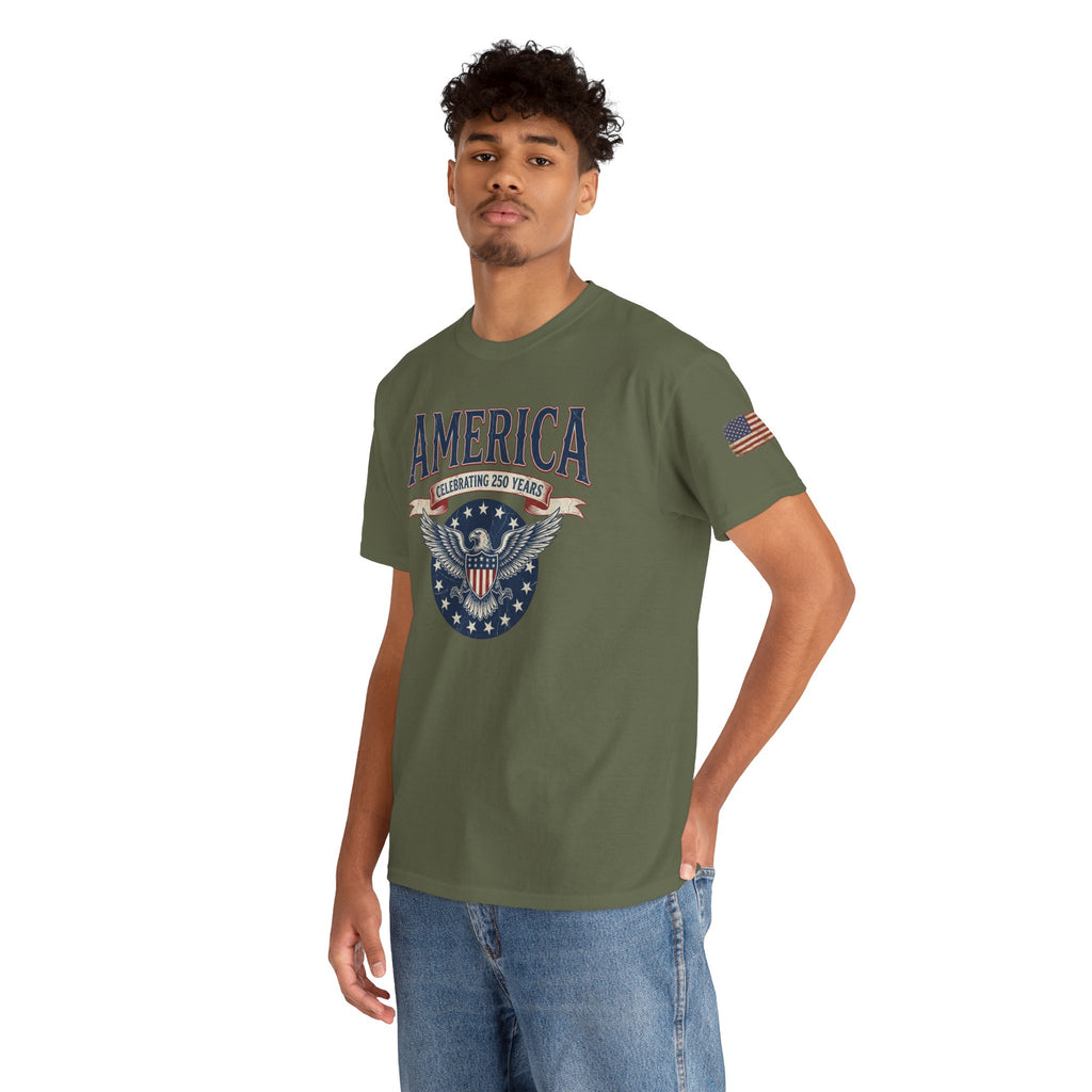America Patriotic T‑Shirt – "America Celebrating 250 Years" Eagle Emblem