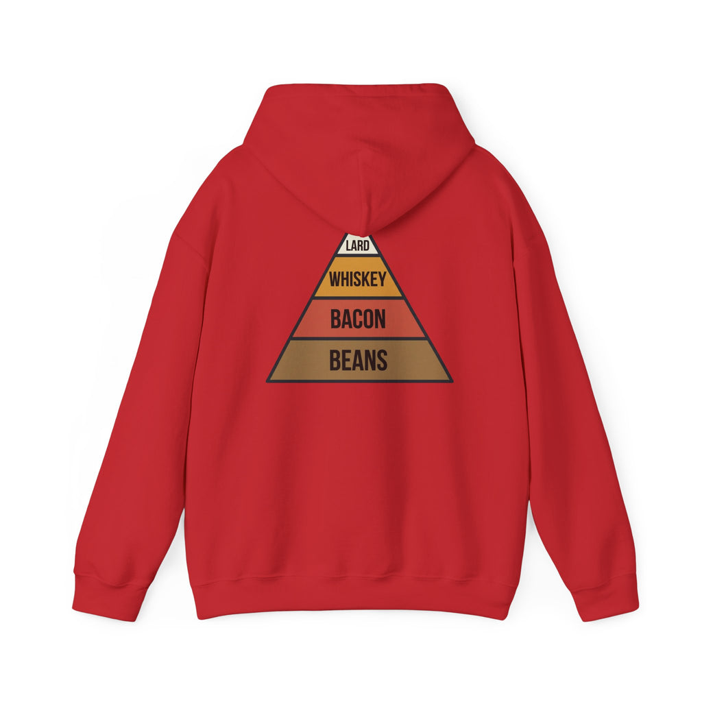 Food Pyramid Design Hoodie | Beans Bacon Whiskey Lard Illustration
