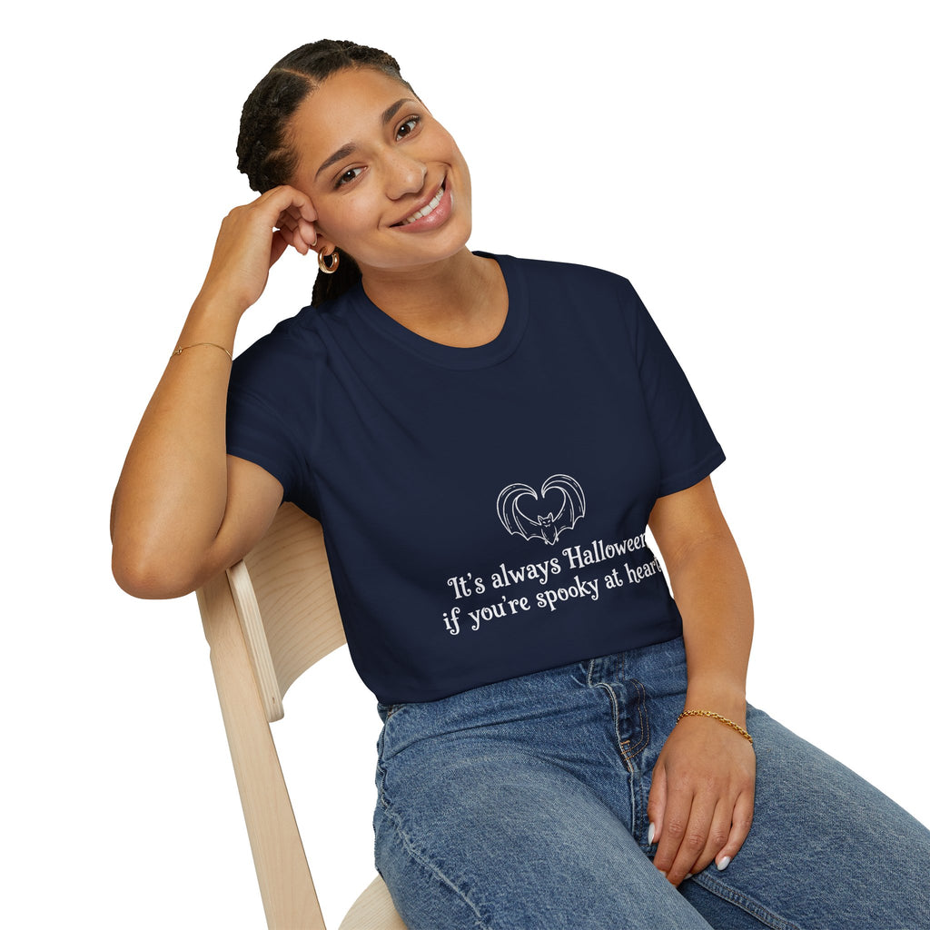Halloween Bat Heart T-Shirt — "It's Always Halloween If You're Spooky at Heart"