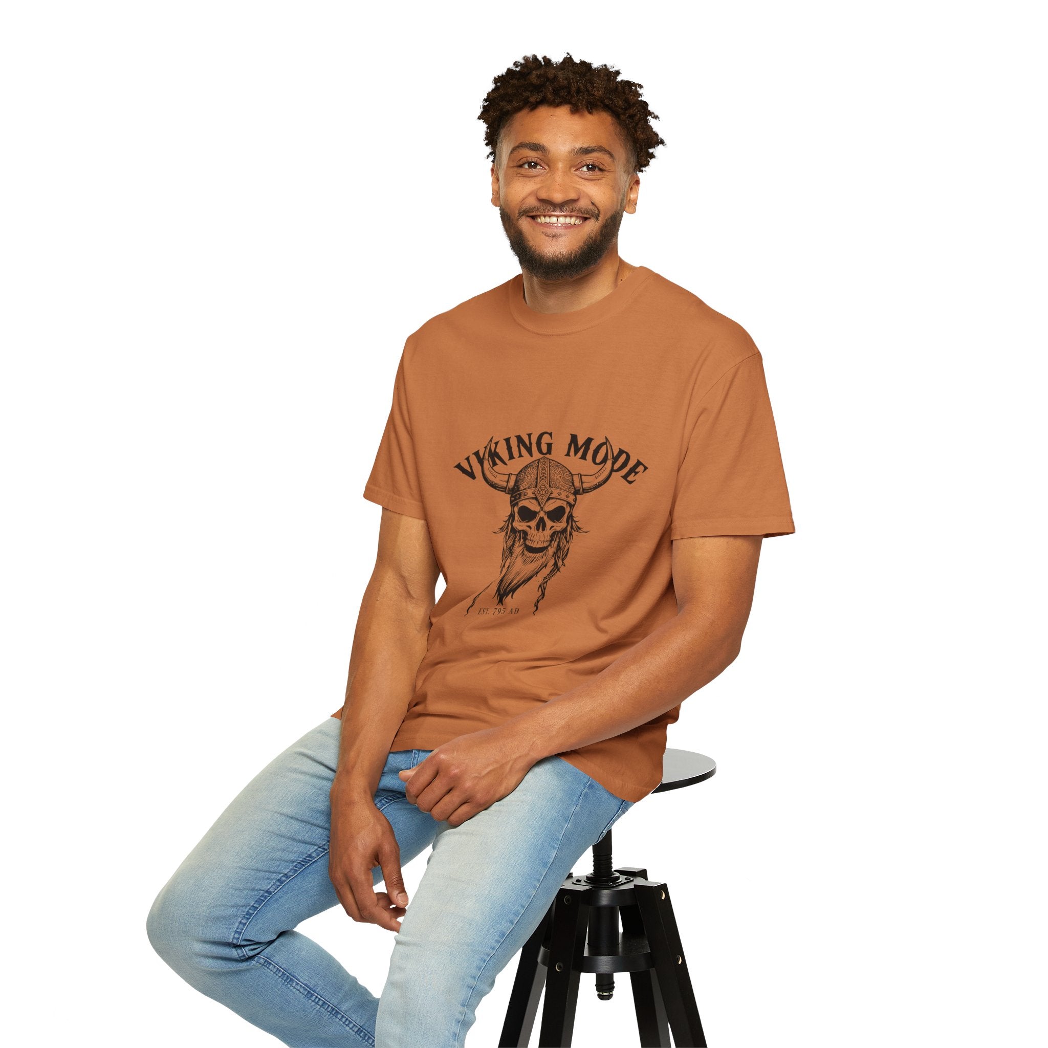 Viking Mode Skull Viking T-shirt | Norse Helmet Skull Graphic Tee