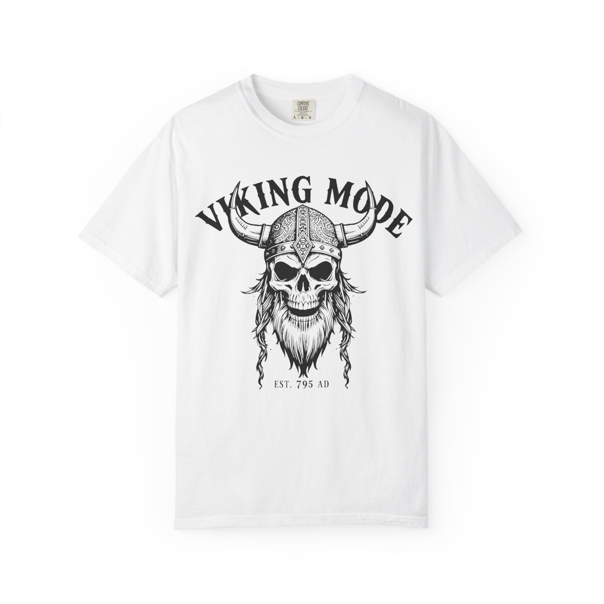 Viking Mode T-Shirt — Skull Viking Helmet Graphic Tee