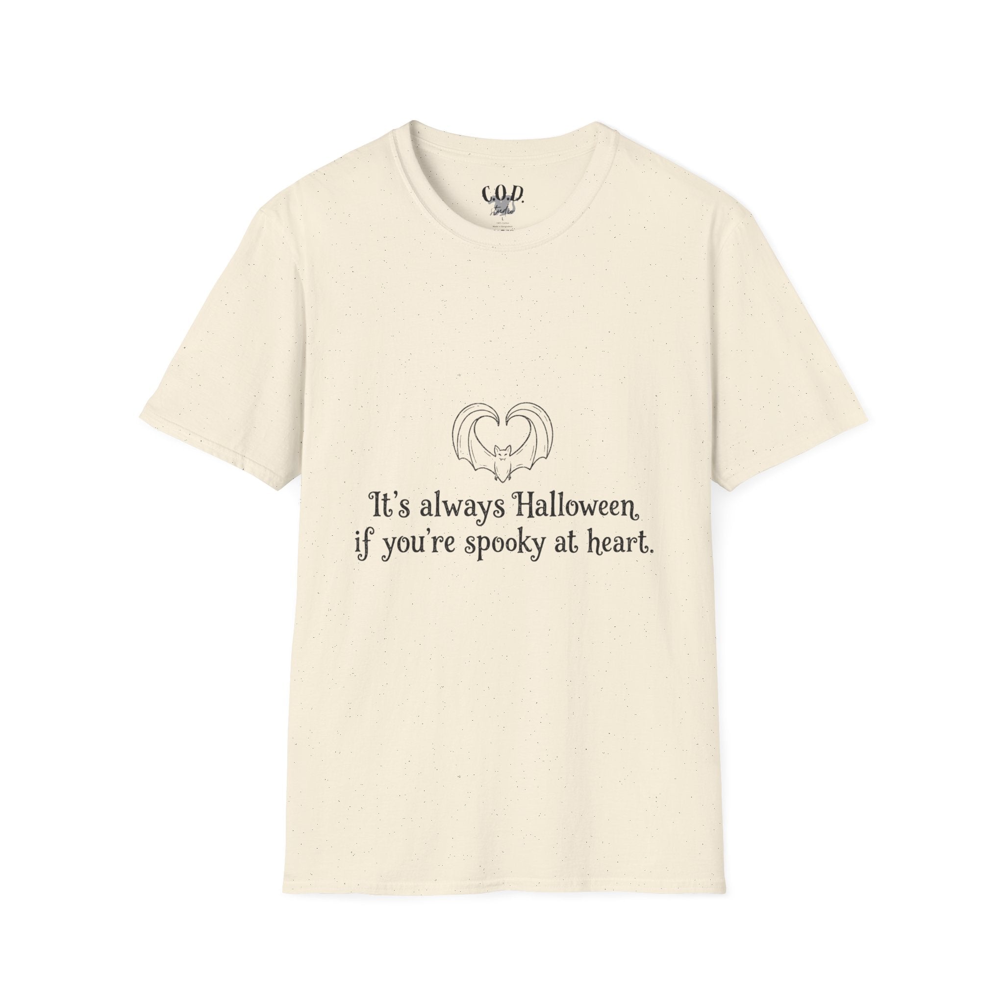 Halloween Bat Heart T-Shirt — "It's Always Halloween If You're Spooky at Heart"