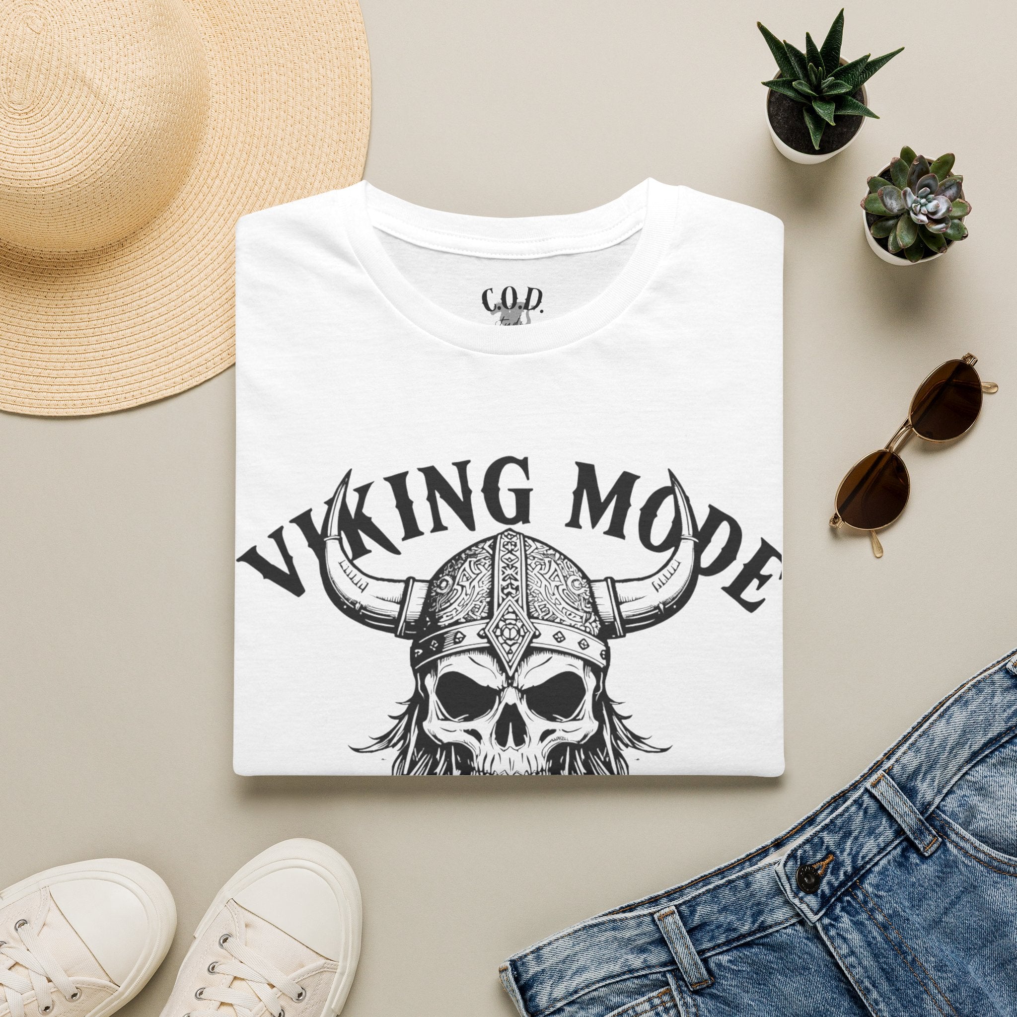 Viking Mode T-Shirt — Skull Horned Helmet Graphic