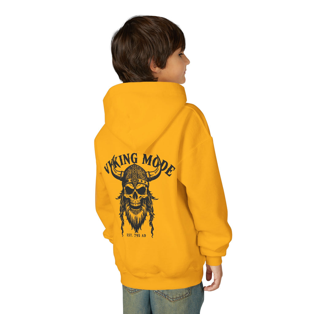 Viking Mode Skull with Horned Helmet Hoodie | Youth Hoodie