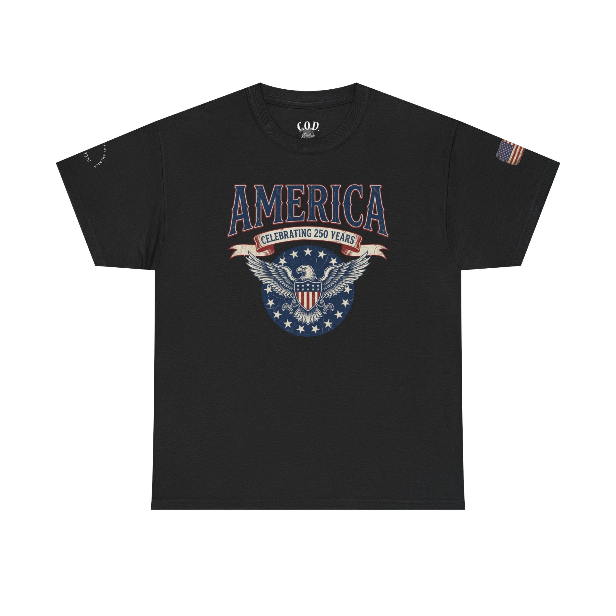 America Patriotic T‑Shirt – "America Celebrating 250 Years" Eagle Emblem