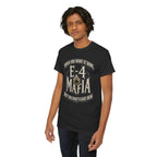 T-Shirt — "E-4 Mafia" Graphic Tee: "When You Want It Done, But You Don’t Care How" Vintage-Style Food Humor