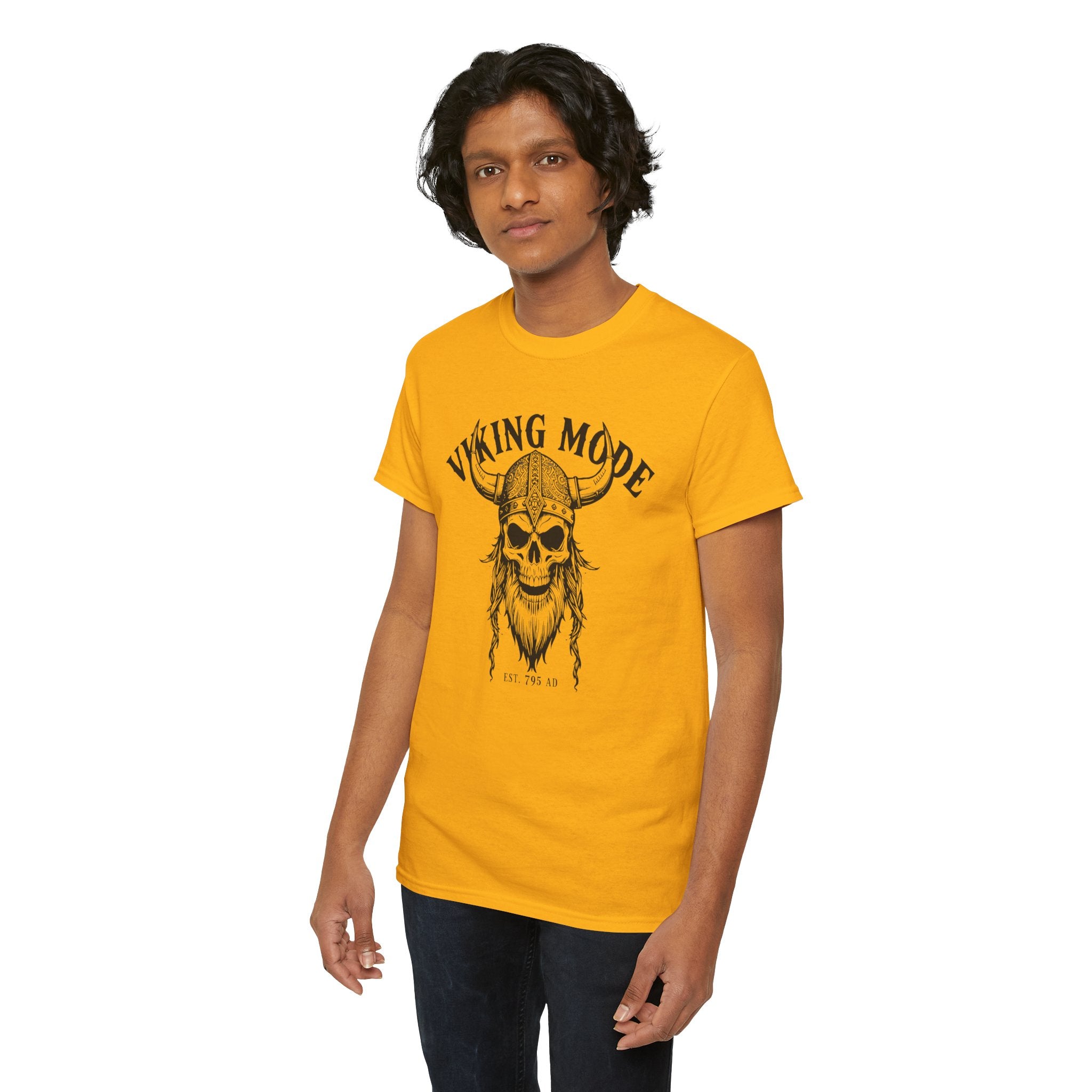 Viking Mode Skull Viking T-shirt | Norse Helmet Skull Graphic Tee