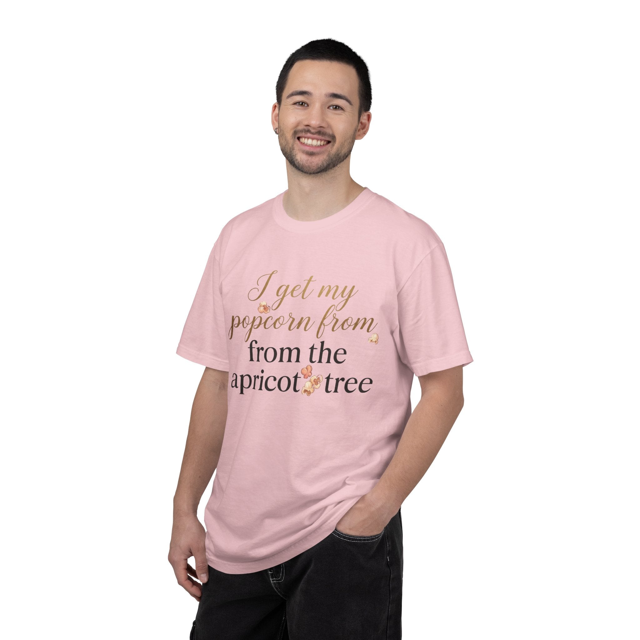 T-Shirt — “I Get My Popcorn From The Apricot Tree” Script Graphic Tee | Hymns | LDS |