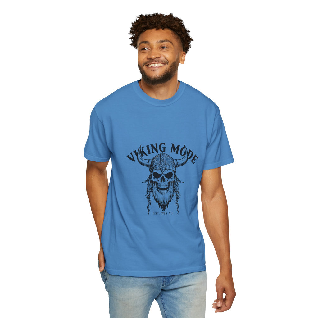 Viking Mode Skull Viking T-shirt | Norse Helmet Skull Graphic Tee