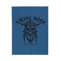 Viking Mode Skull with Horned Helmet Velveteen Blanket | Norse Warrior Design