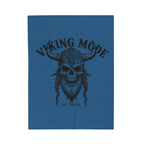 Viking Mode Skull with Horned Helmet Velveteen Blanket | Norse Warrior Design
