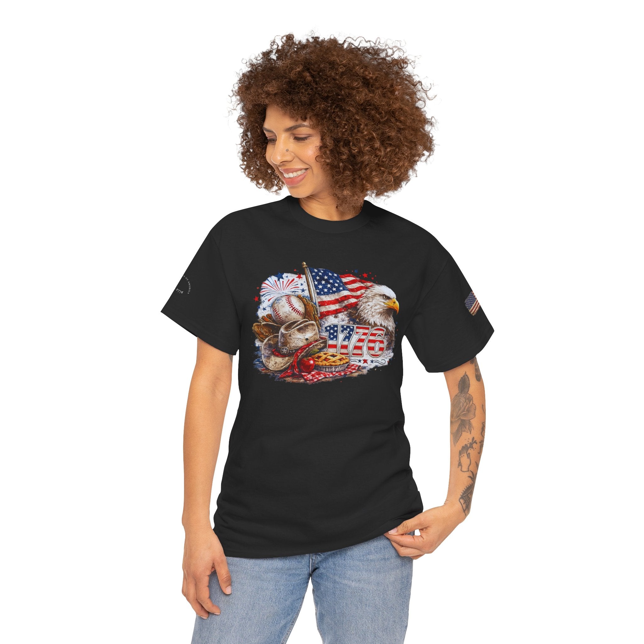 Patriotic Eagle American Flag T-Shirt — USA 1776 Military Tribute Tee