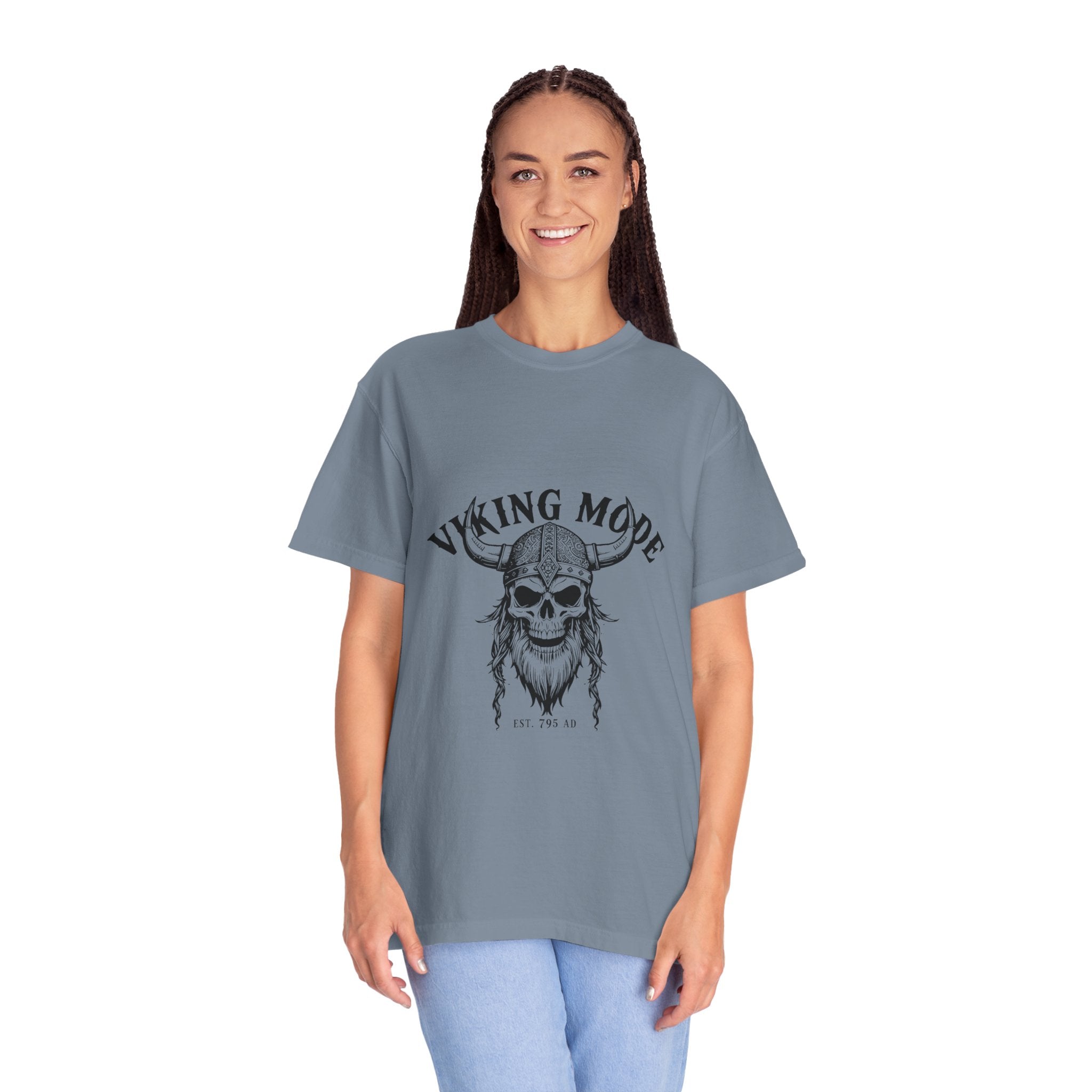 Viking Mode Skull Viking T-shirt | Norse Helmet Skull Graphic Tee
