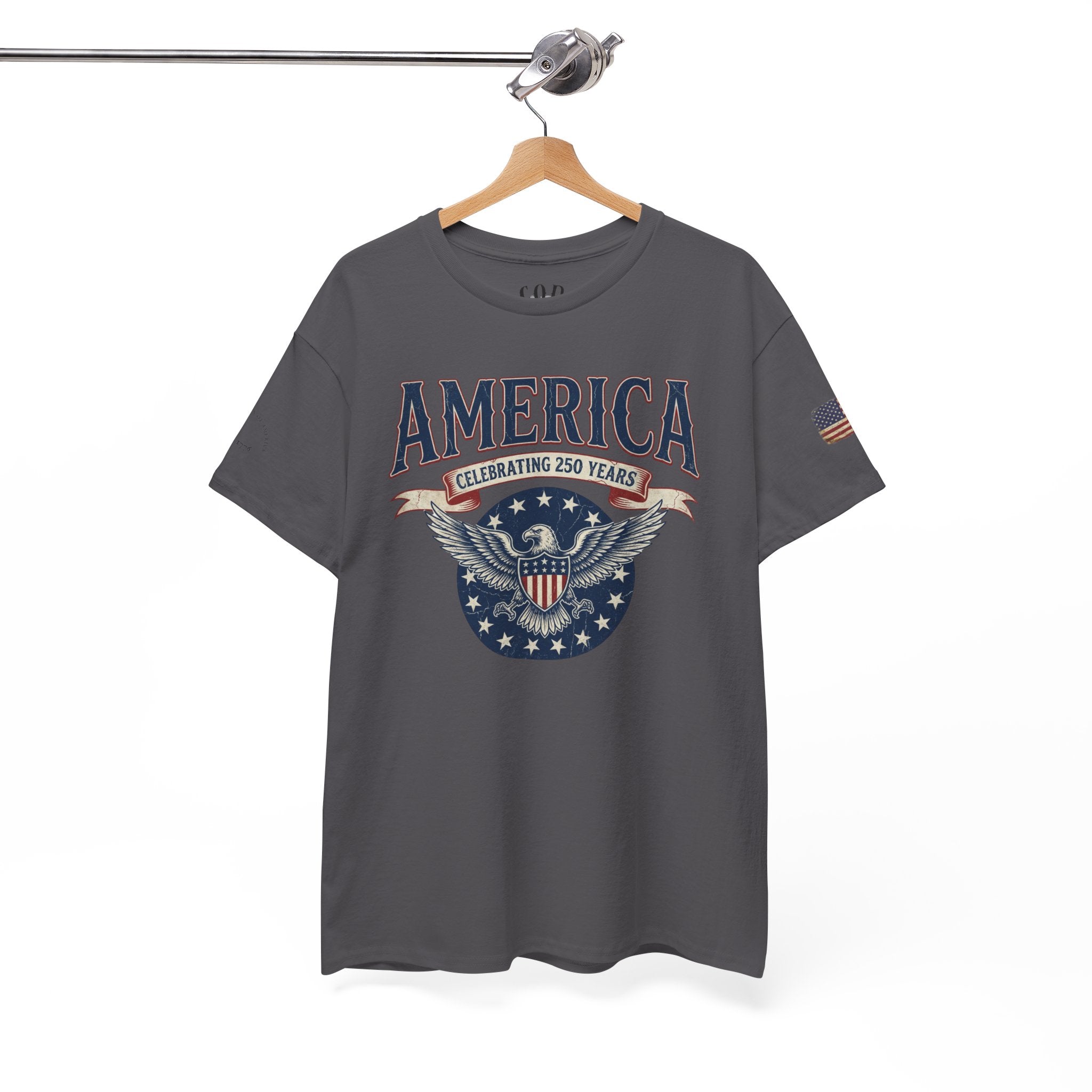 America Patriotic T‑Shirt – "America Celebrating 250 Years" Eagle Emblem