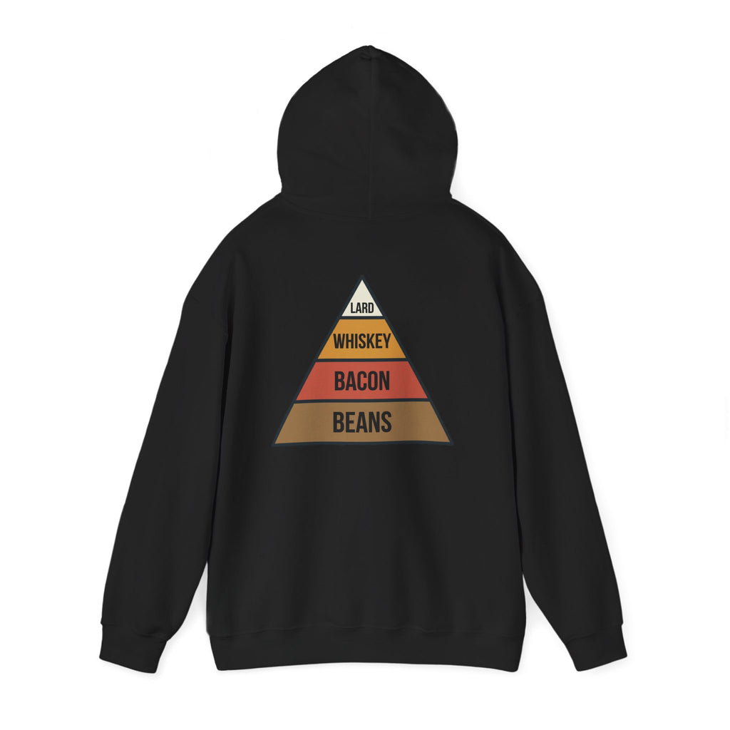 Food Pyramid Design Hoodie | Beans Bacon Whiskey Lard Illustration
