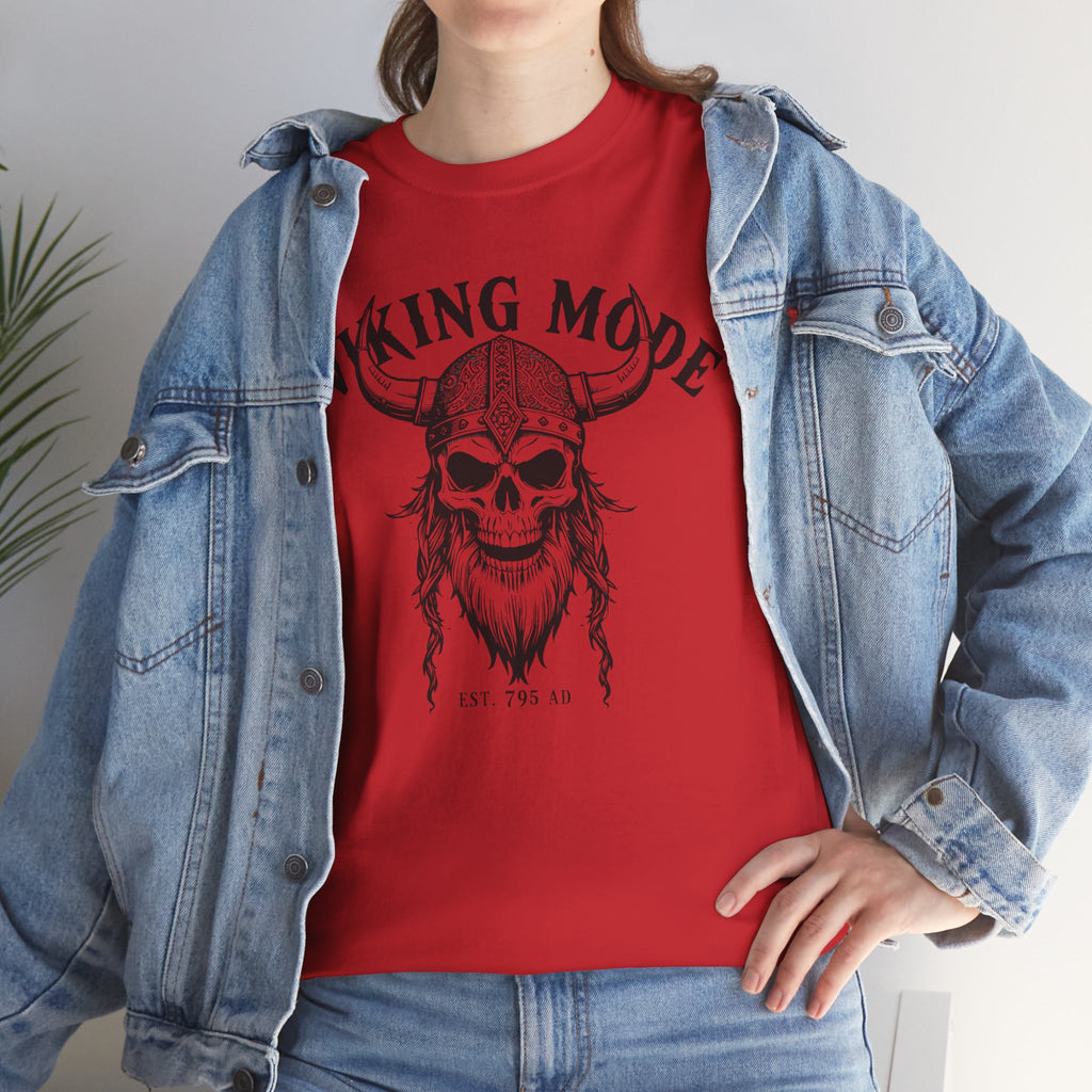 Viking Mode Skull Viking T-shirt | Norse Helmet Skull Graphic Tee