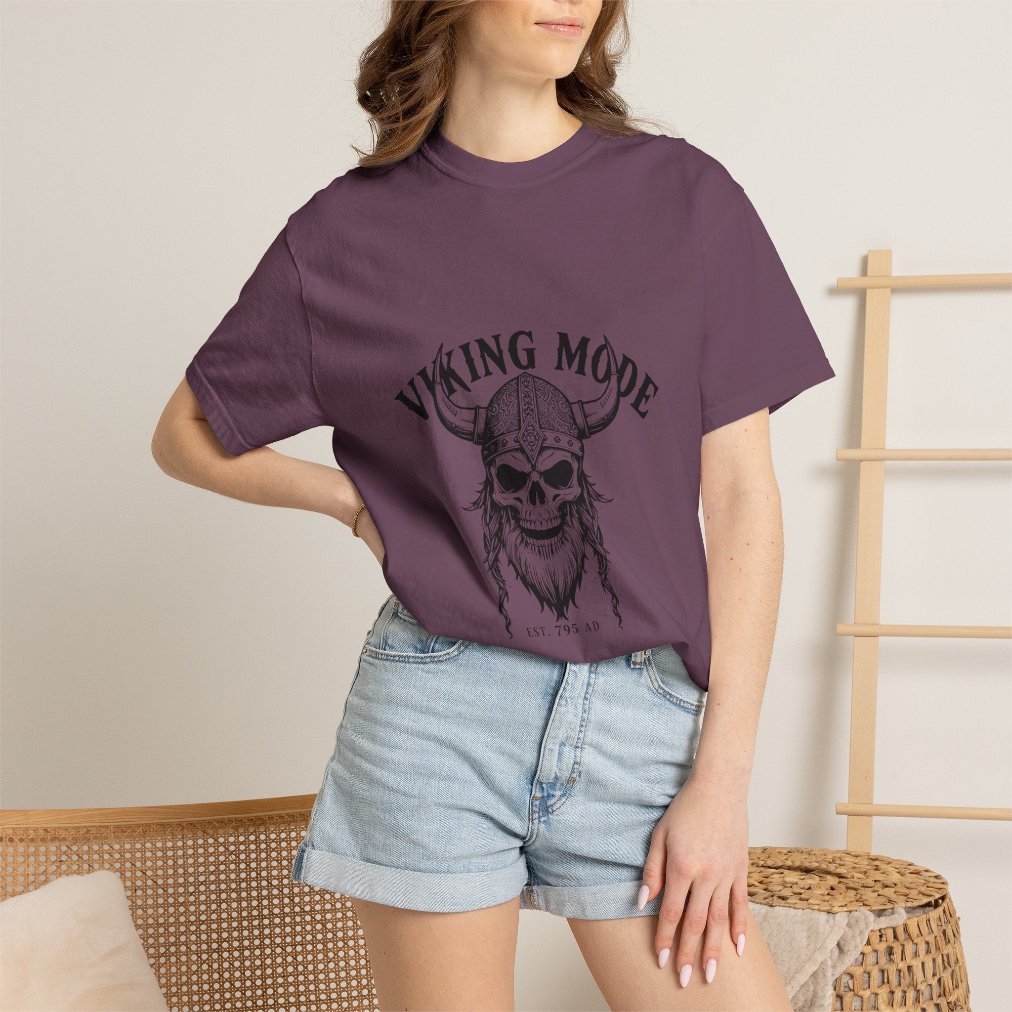Viking Mode Skull Viking T-shirt | Norse Helmet Skull Graphic Tee