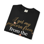T-Shirt — “I Get My Popcorn From The Apricot Tree” Script Graphic Tee | Hymns | LDS |