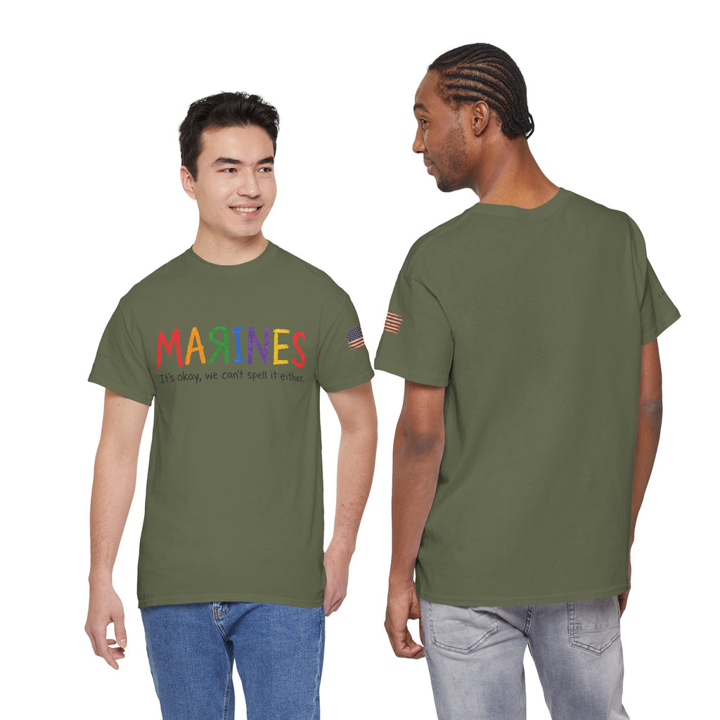 Marines Crayon Tee — “It’s okay, we can’t spell it either” Military Humor T-Shirt