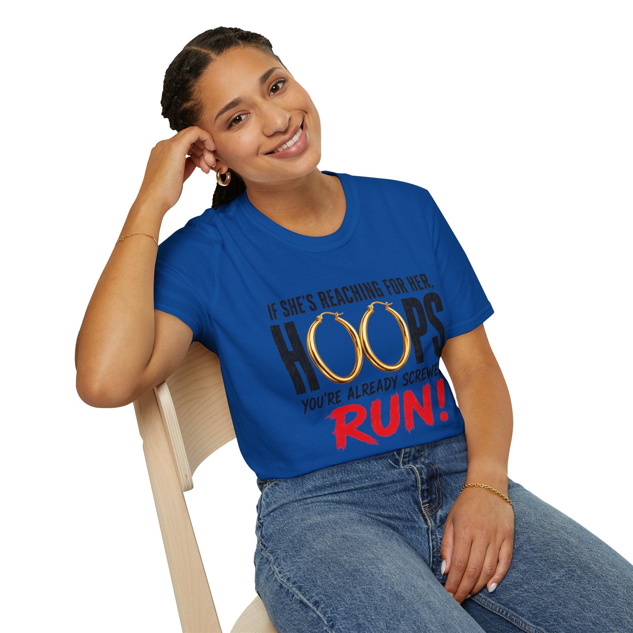 T-Shirt — "If She's Reaching for Her Hoops" Graphic Tee