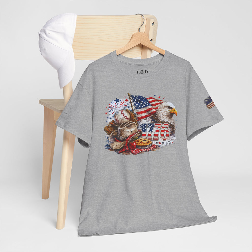 Patriotic Eagle American Flag T-Shirt — USA 1776 Military Tribute Tee