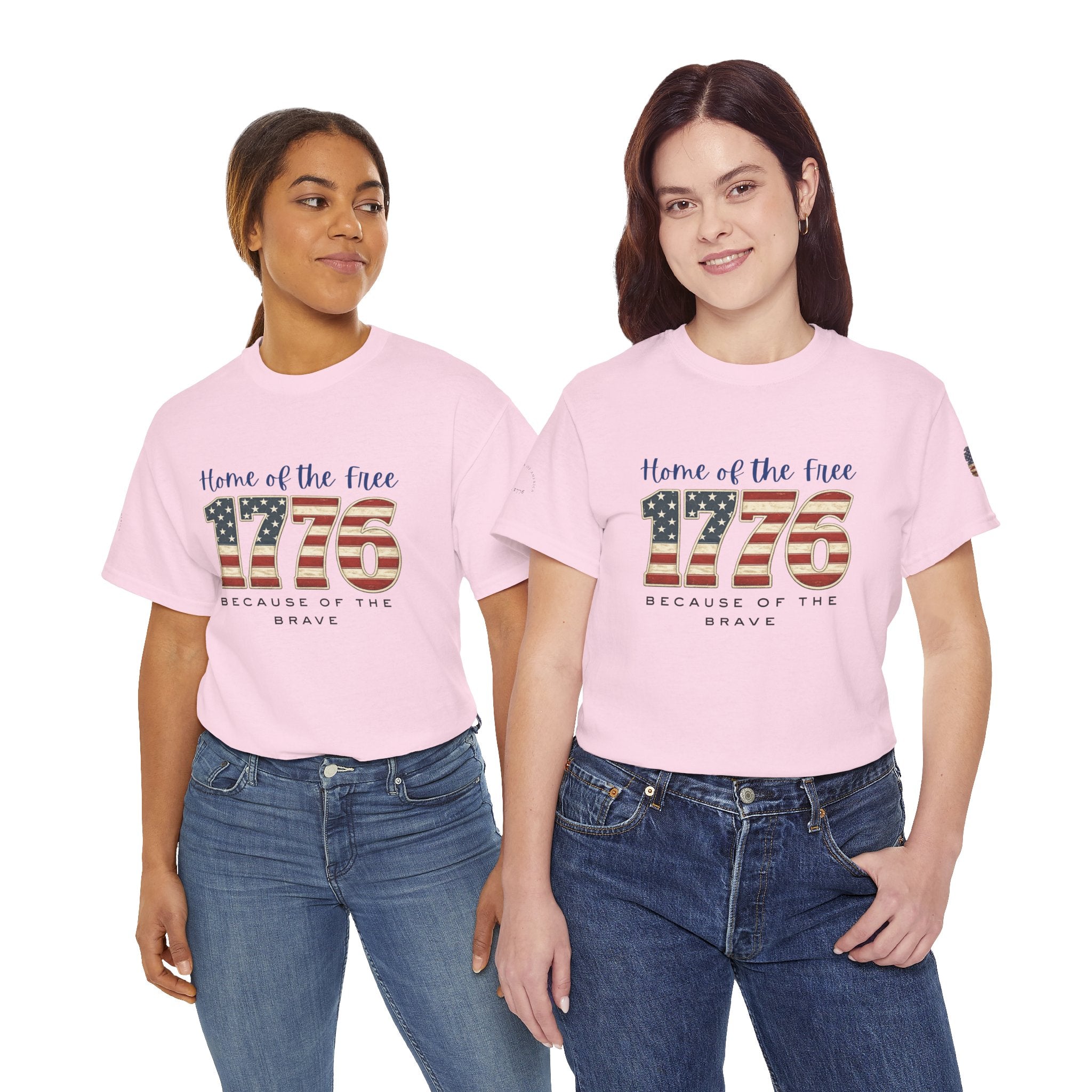 1776 American Flag Tee — "Home of the Free, Because of the Brave" Patriotic T-Shirt