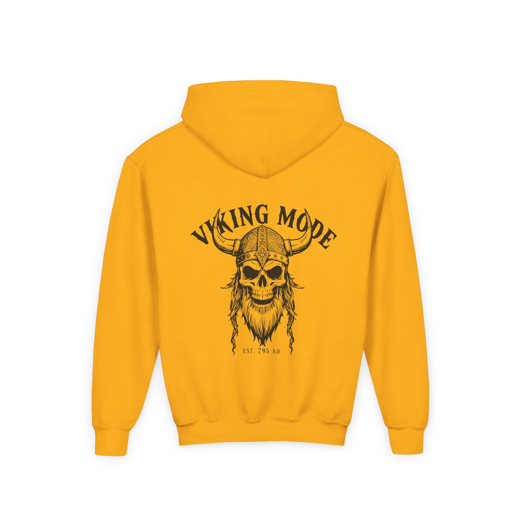 Viking Mode Skull with Horned Helmet Hoodie | Youth Hoodie