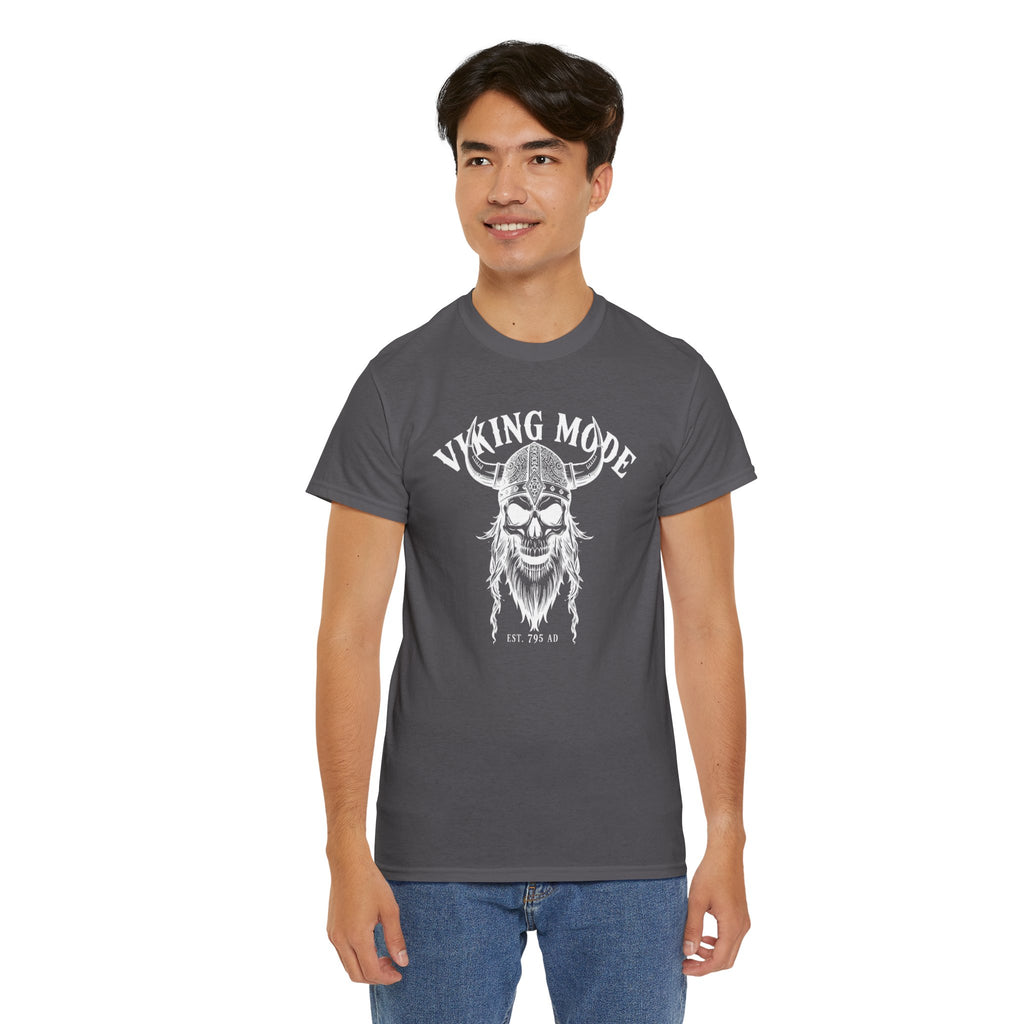 Viking Mode Skull Viking T-shirt | Norse Helmet Skull Graphic Tee