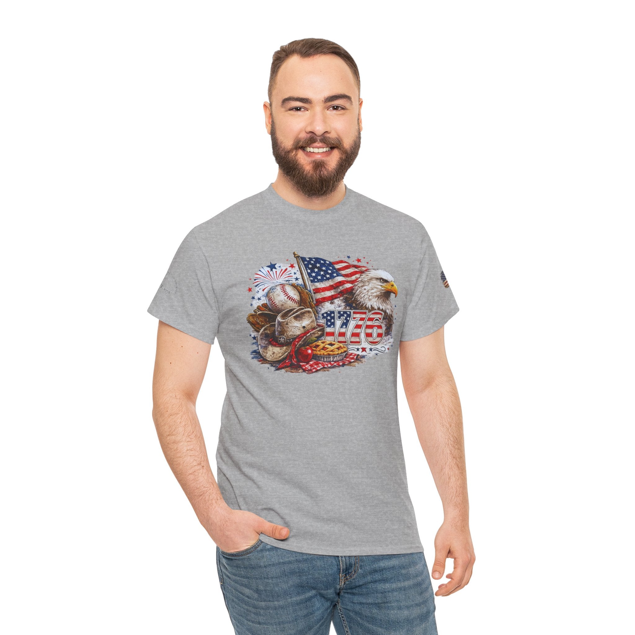 Patriotic Eagle American Flag T-Shirt — USA 1776 Military Tribute Tee