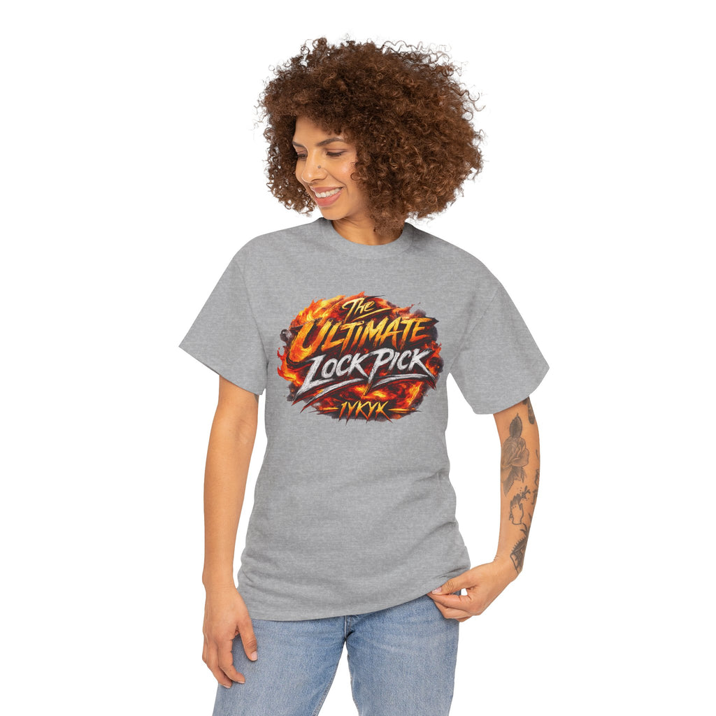 T-Shirt — "Ultimate Lock Pick" Fiery Logo Graphic Tee