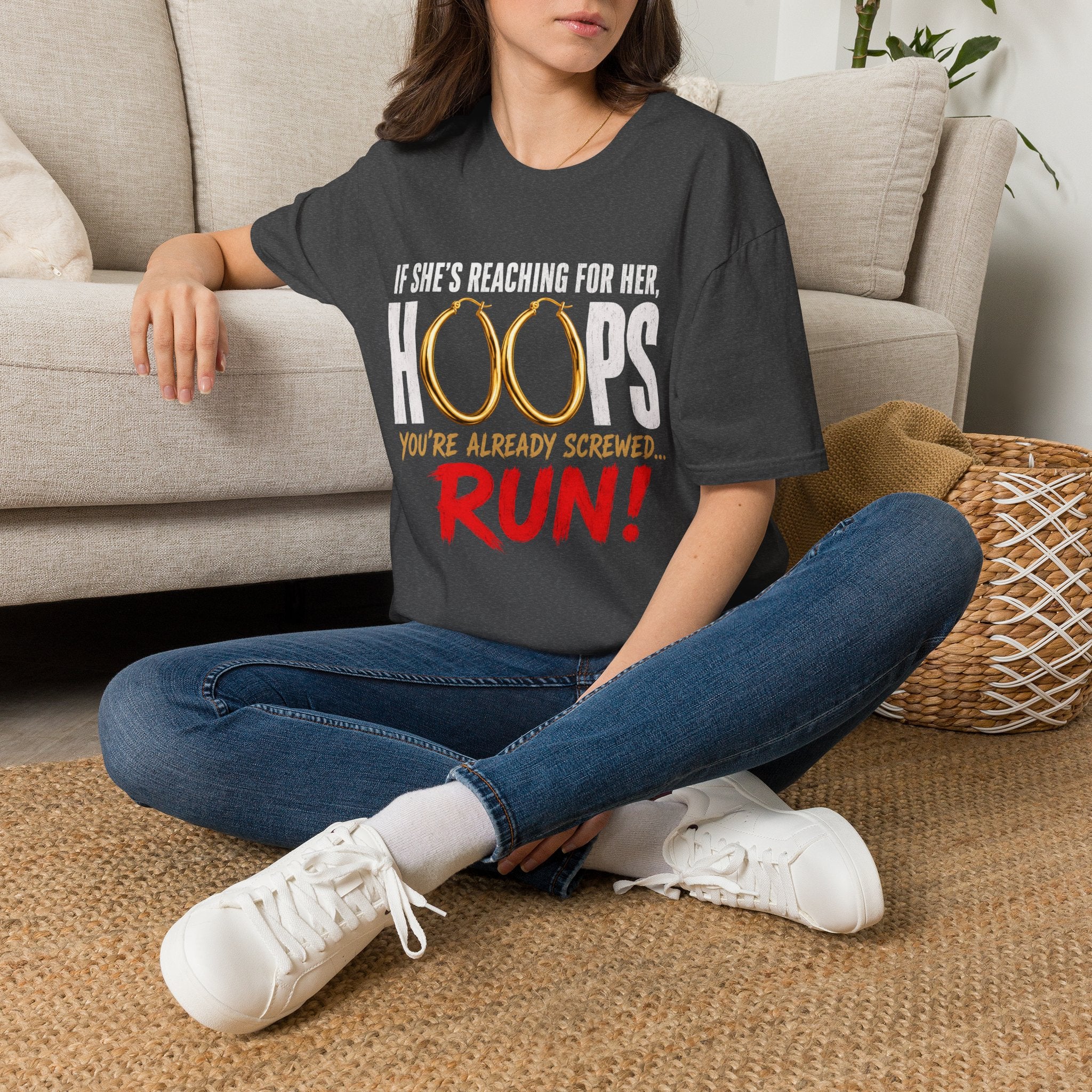 T-Shirt — "If She's Reaching for Her Hoops" Graphic Tee