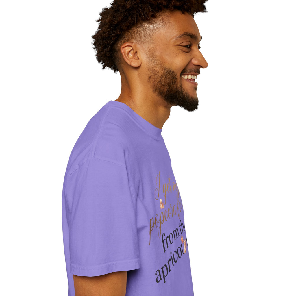 T-Shirt — “I Get My Popcorn From The Apricot Tree” Script Graphic Tee | Hymns | LDS |