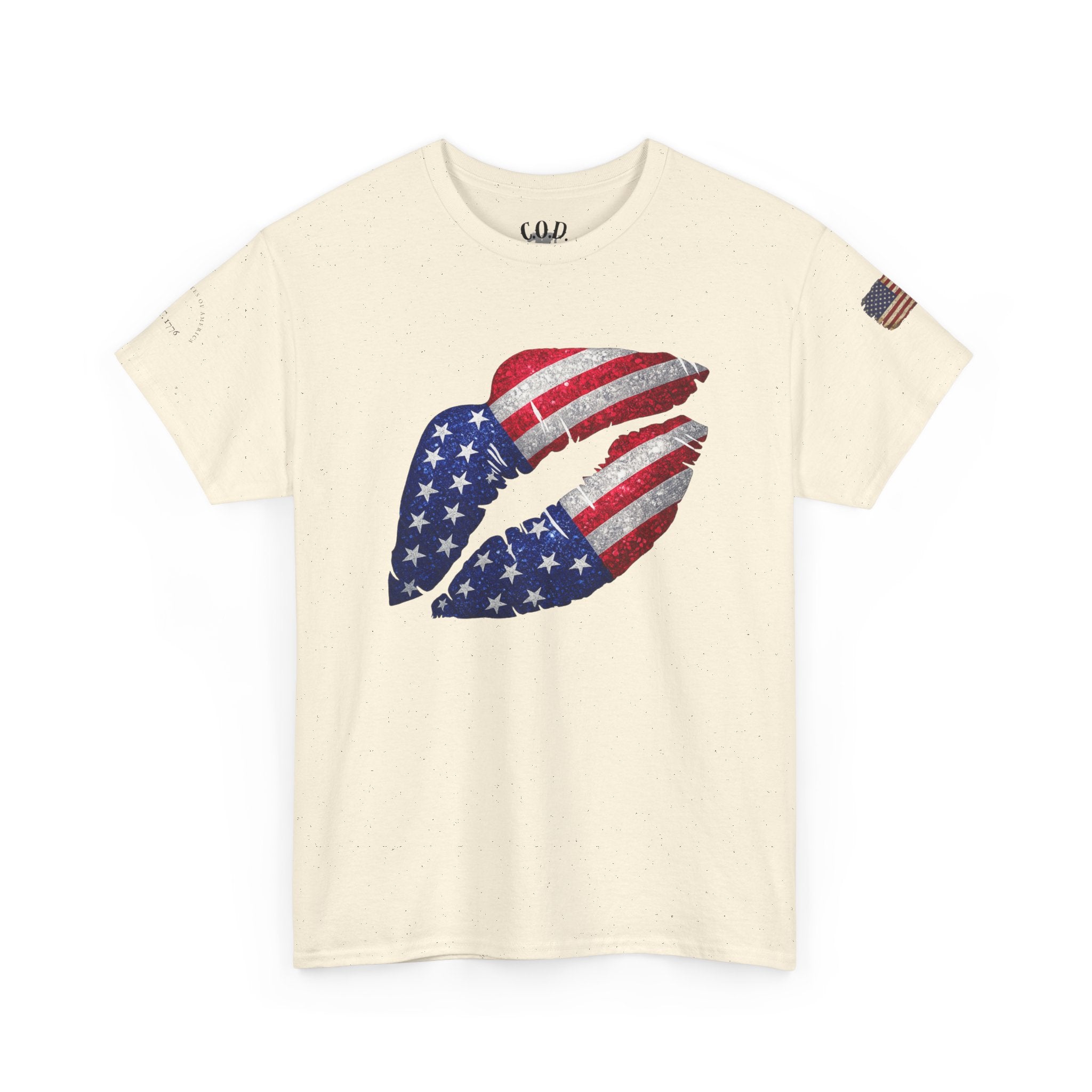 American Flag Kiss T‑Shirt – Patriotic USA Lip Print Tee for 4th of July